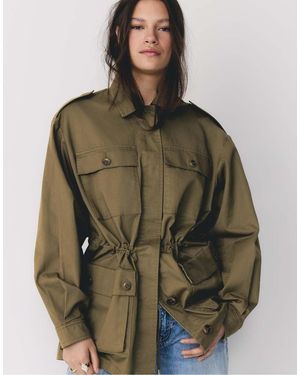 Stradivarius Cotton Parka With Pockets - Green