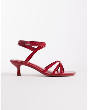 ASOS Sandalias Rojo Guinda De Tacón Bajo Con Diseño De Tiras Haze De