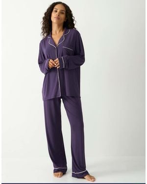 Stripe & Stare Long Pyjama Set - Blue