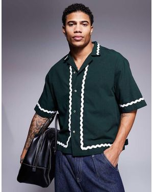 ASOS Camicia Oversize Squadrata Scuro Con Fettucce - Blu
