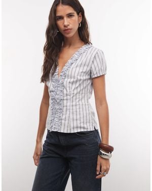 Collusion Bluse mit rüschen-detail, kurzen ärmeln, - Weiß