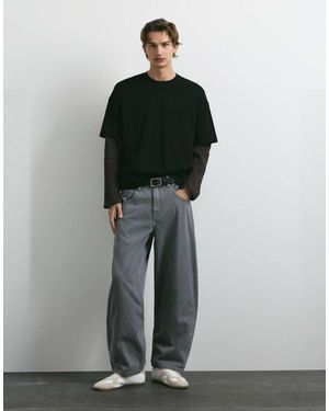 Pull&Bear Jean barrel foncé - Vert