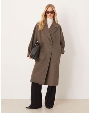 Mango Wool Mix Double Breasted Midi Coat - Natural