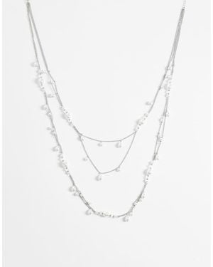 Reclaimed Vintage Long Line Layered Pearl Necklace - White