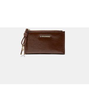Stradivarius Long Wallet With Pull Detail - Brown
