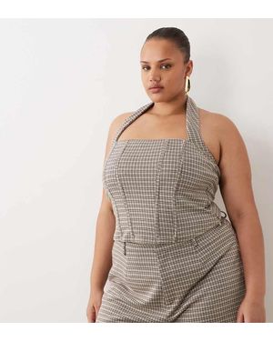 ASOS Asos Design Curve Brushed Halterneck Corset Top - Grey