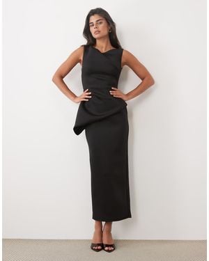 ASOS Drape Asymmetric Midi Dress - Black