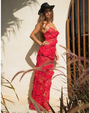 Wild Lovers Mermaid Maxi Beach Skirt With Lace Detail - Orange