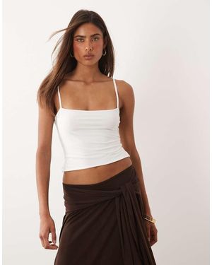 Missy Empire Missy Empire Double Sculpted Slinky Thin Strap Cami Top - White