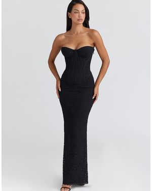 House Of Cb Solaine Lace Corset Maxi Dress - Blue