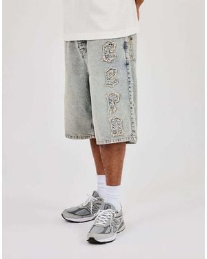 CERNUCCI Logo Applique Denim Jorts - Grey