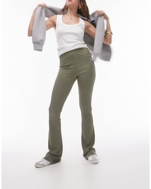 TOPSHOP Pantalones Caquis De Corte Pitillo Acampanado De Canalé De -Verde