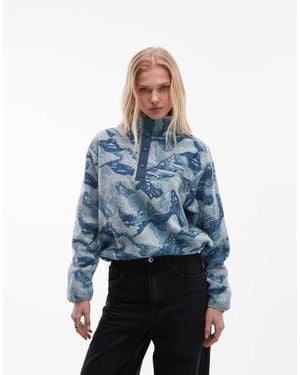 Columbia Helvetia Ii Printed Cropped Half Snap Fleece - Blue