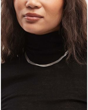 ASOS Multi-row Necklace With Flat Snake Chains - Black