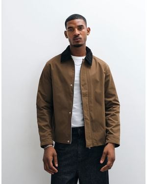 Jack & Jones Harrington Jacket With Corduroy Collar - Brown