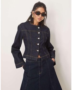 Gina Tricot Co-ord Strech Denim Jacket With Cinch Waist - Blue