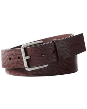 Calvin Klein Leather Grain Roller Buckle 40mm Belt - Brown