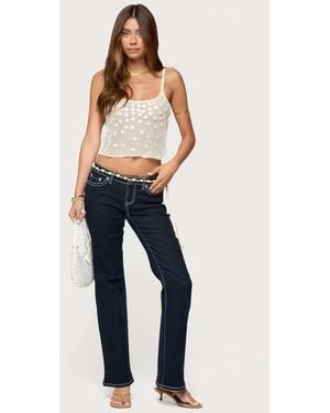 Edikted Louis Contrast Low Rise Jeans - Blue