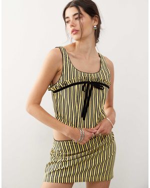 Collusion Striped Top With Trim Detail Co-Ord - Yellow