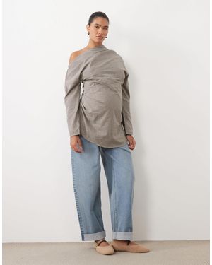 ASOS Asos design umstandsoberteil mit u-boot-ausschnitt und langen ärmeln - Blau