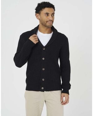 Brave Soul Shawl Collar Chunky Knit Cardigan - Blue