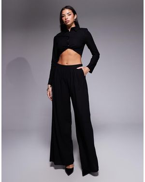 Kaiia Pantalones De Sastre Negros De Talle Alto Y Pernera Ancha De Tejido Rico En Algodón Exclusivos De (Parte De Un Conjunto)