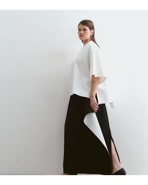 ARRANGE Curve Tailored Midi Skirt With Contrast Drape Detail - White