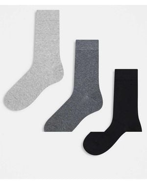 Only & Sons Pack De 3 Pares De Calcetines De Color Negro Y Gris De - Blanco