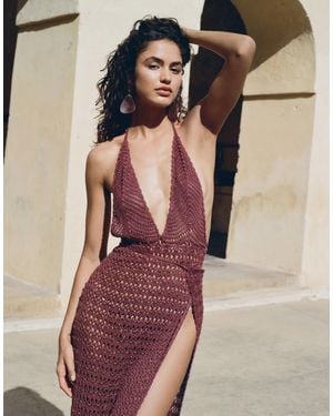 Flook The Label Zahira Crochet Maxi Beach Dress - Brown