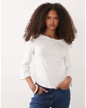 ASOS 3/4 Sleeve Top With Boat Neck - White