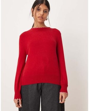 Threadbare Jersey Con Cuello Redondo Y Ribete En Contraste De Punto De - Rojo
