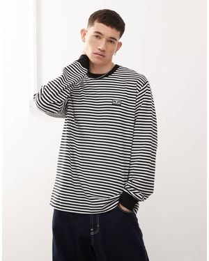 Obey Maglietta A Maniche Lunghe Nera A Righe - Blu