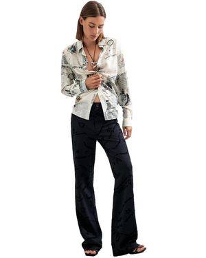 Desigual Pantalones Largos Estampados En - Azul