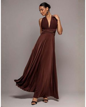 Goddiva Multiway Tie-Up Maxi Dress - Brown