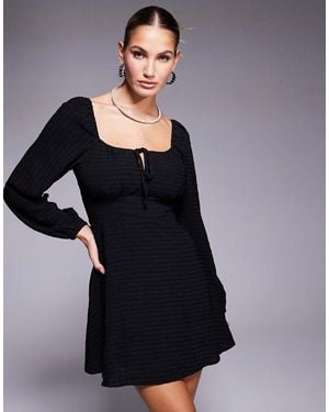 Lulus Ruched Bust Balloon Sleeve Mini Dress - Black