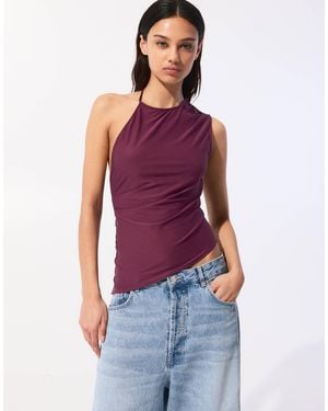 Pull&Bear One Shoulder Backless Top With Asymmetric Hem - Red