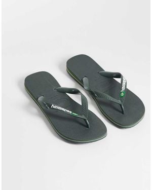 Havaianas Brazil Logo Flip Flops - Green
