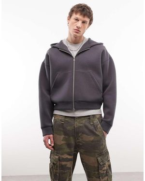 Weekday Simon Scub-style Graphic Zip Through Hoodie - Grey