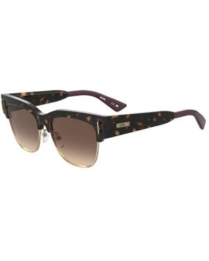 Moschino Moschino Sun Rectangular Browline Sunglasses With Gradient Lenses - Brown