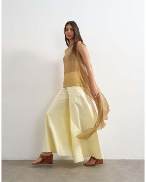 TOPSHOP Super Wide Leg A Line Trouser - White