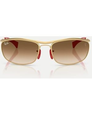 Ray-Ban Rb3819M Scuderia Ferrari Collection Oval Sunglasses With Lens - White