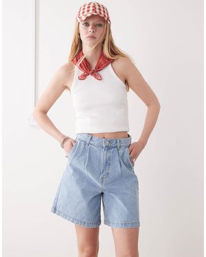 Obey Eli Denim Pleated Shorts - Blue