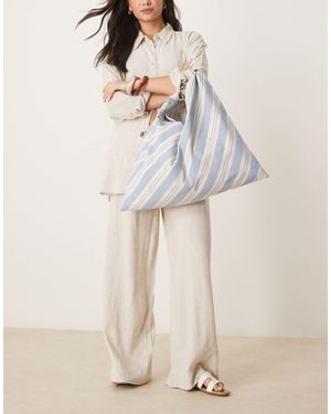 ASOS Stripe Trapeze Tote Bag - Natural