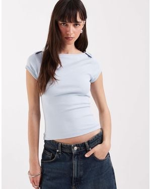 ASOS Boat Neck Shrunken Short Sleeve Tee - White