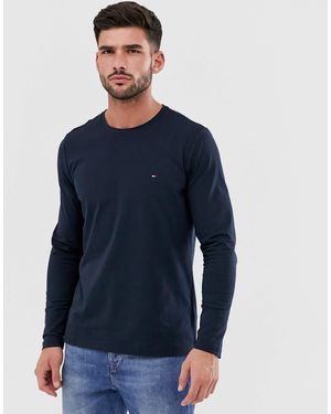 Tommy Hilfiger – schmales, klassisches, langärmliges shirt mit logo - Blau