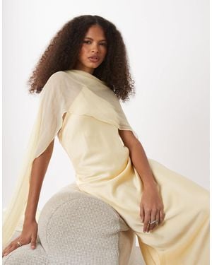 Mango Capule Satin Maxi Dress With Scarf - Natural