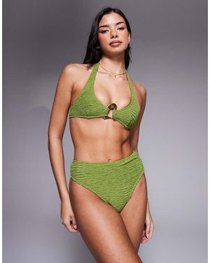 ASOS Oceana Azores High Leg High Waist Bikini Bottom - Green