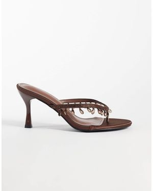 SIMMI Simmi London Wide Fit Heeled Toe Post Sandals - Natural