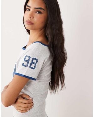 Cotton On Off Shoulder Graphic Tee - Grey