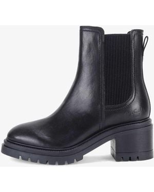 OFF THE HOOK 'Kington' Block Heel High Ankle Leather Chelsea Boots - Black